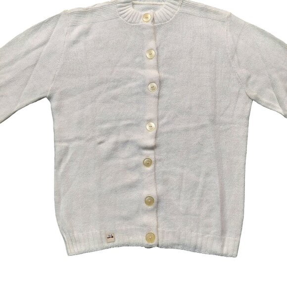 Vintage 1940s-1950s White Long Sleeve Cardigan Knit Fall Winter Sweater - Picture 3 of 7